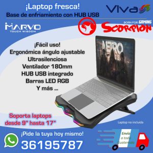 Base de Enfriamiento para Laptop de 9" a 17" | Ventilador Silencioso + HUB USB