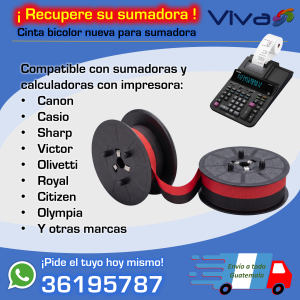 Cinta Bicolor (Negro/Rojo) Nueva para Calculadoras con Impresora 🔴⚫